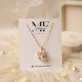 Gold Bow Pearl Pendant Necklace for Women