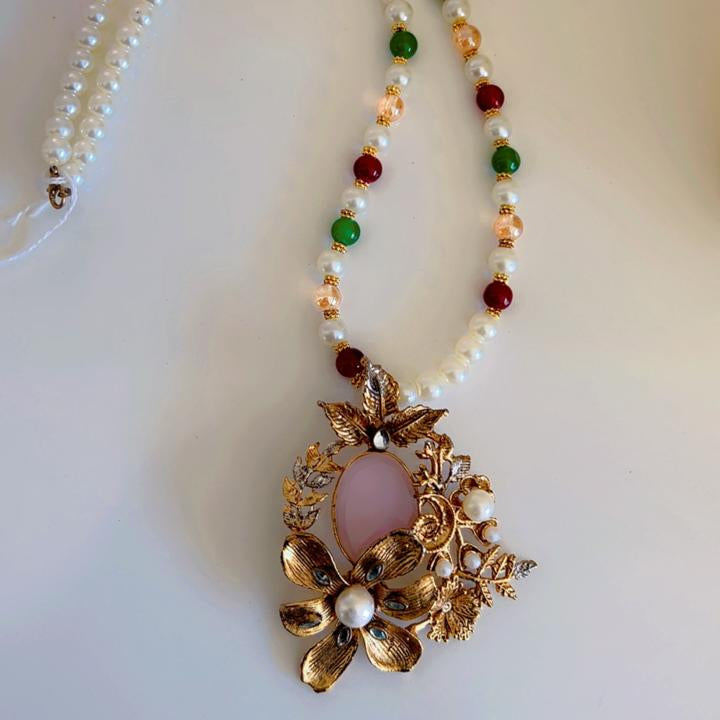 antique Floral Pearl Mala