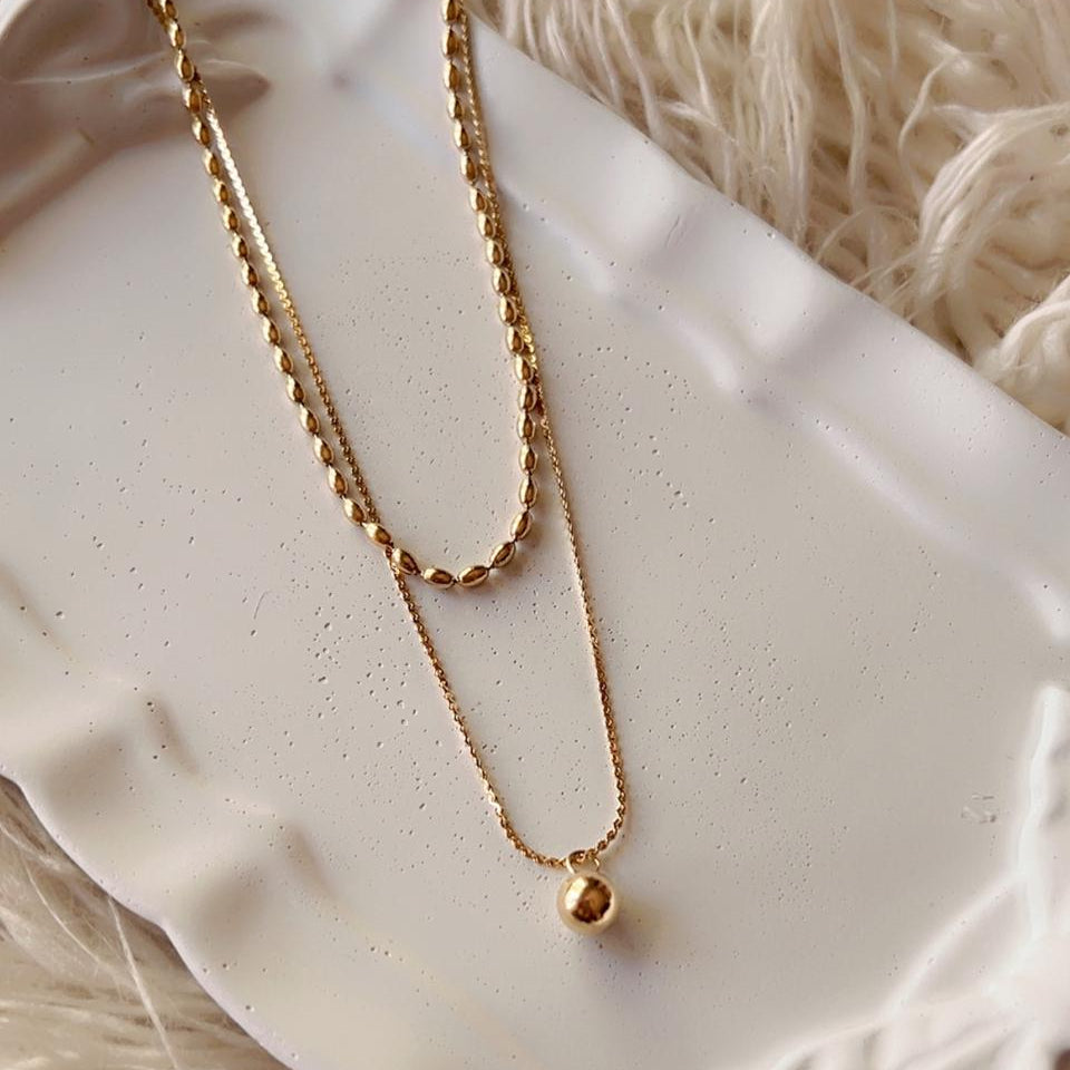 Royal Gold Layered Ball Necklace