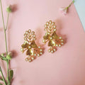 Royal Pearl Bow Floral Earrings
