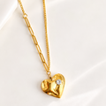 Elegant Heart Gold Pendant Necklace