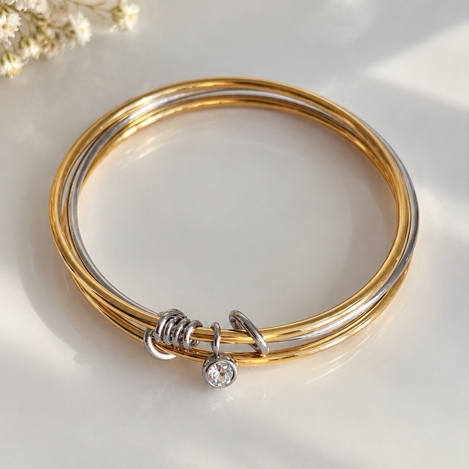 Aurelia Duo-Tone Charm Bangle