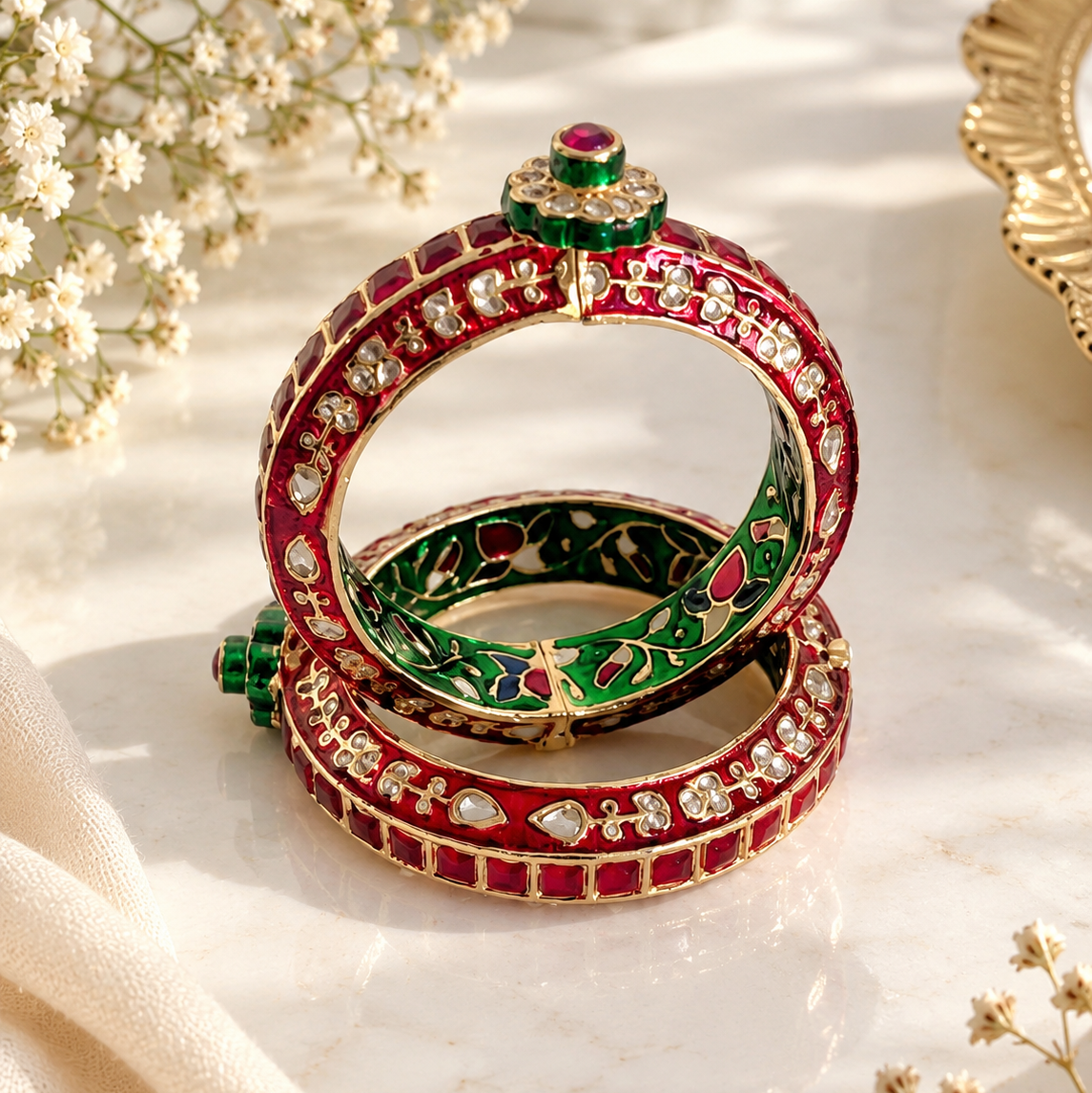 Royal Meenakari Kundan Bangles