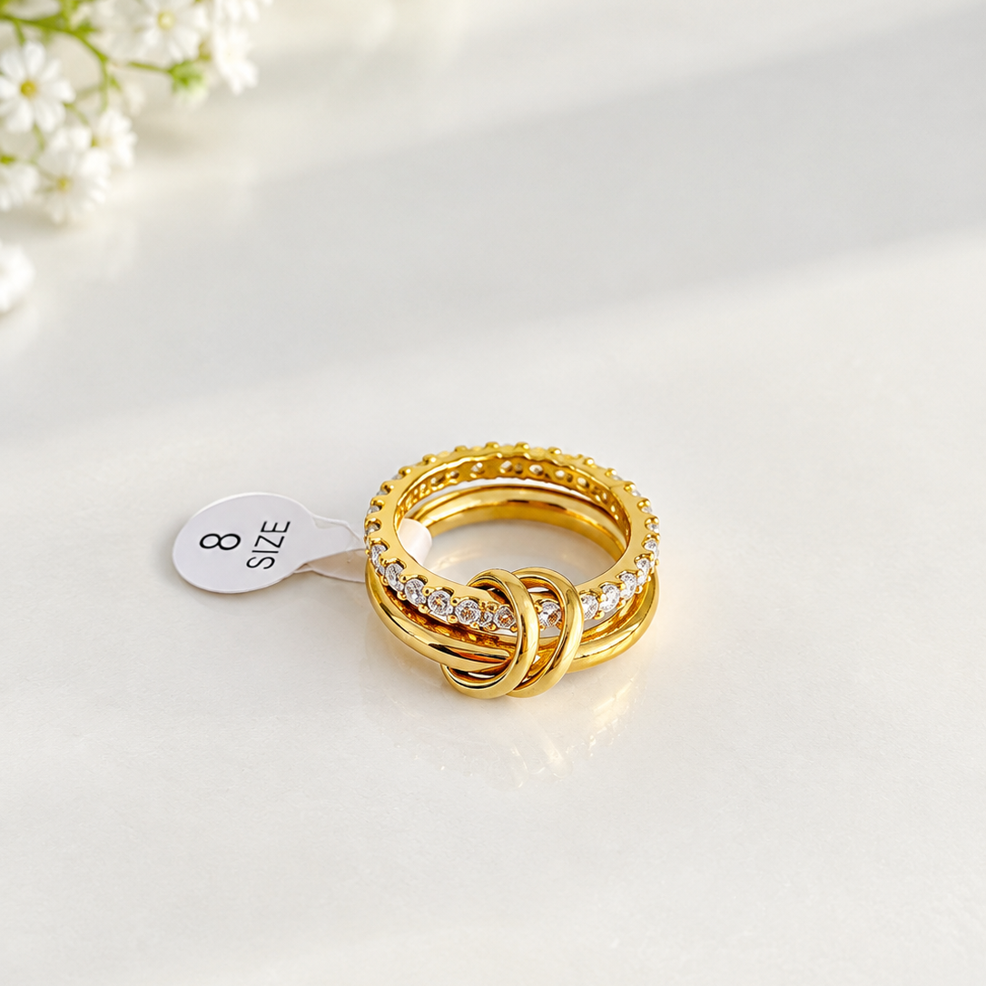 Gold-Tone Crystal Knot Ring