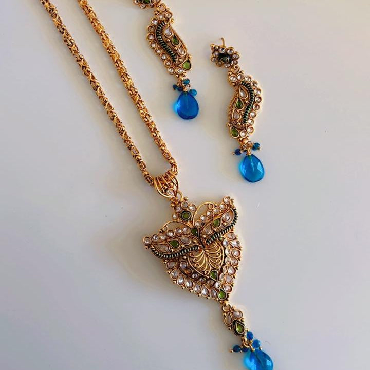 Royal Blue & Green Rajwari Set