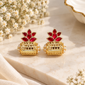 : Royal Ruby Lotus Earrings