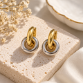 Stainless Steel Gold & Silver Interlocking Earrings