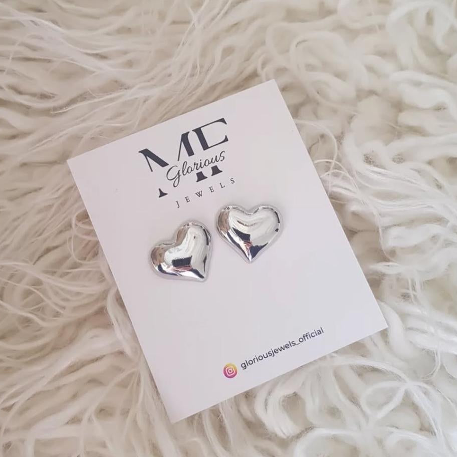 Silver Heart Stud Earrings