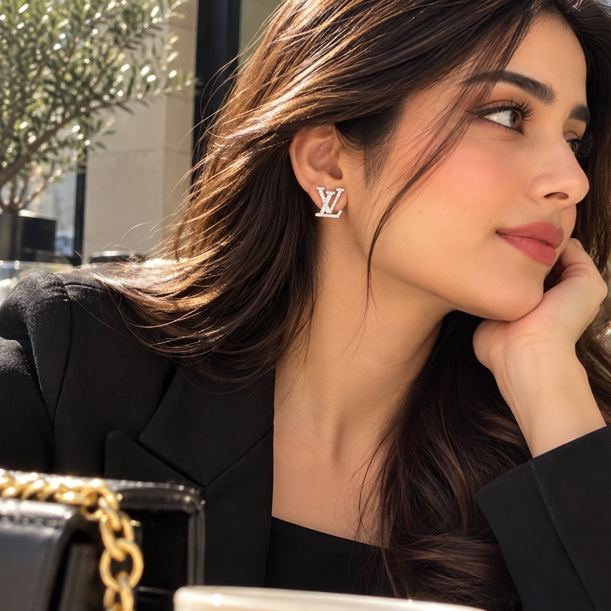 LV-Inspired luxe Studs