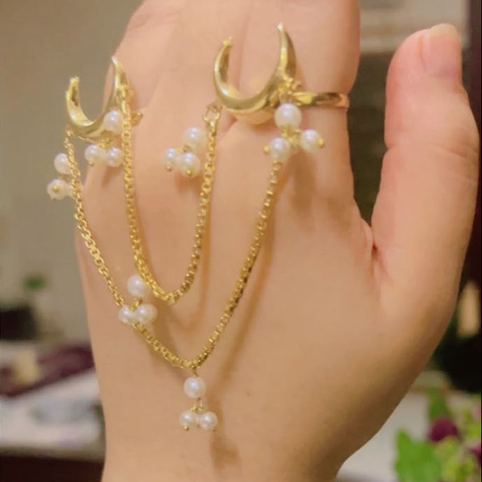 Double Moon charm Ring
