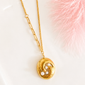 Elegant Gold Swirl Pearl Pendant Necklace