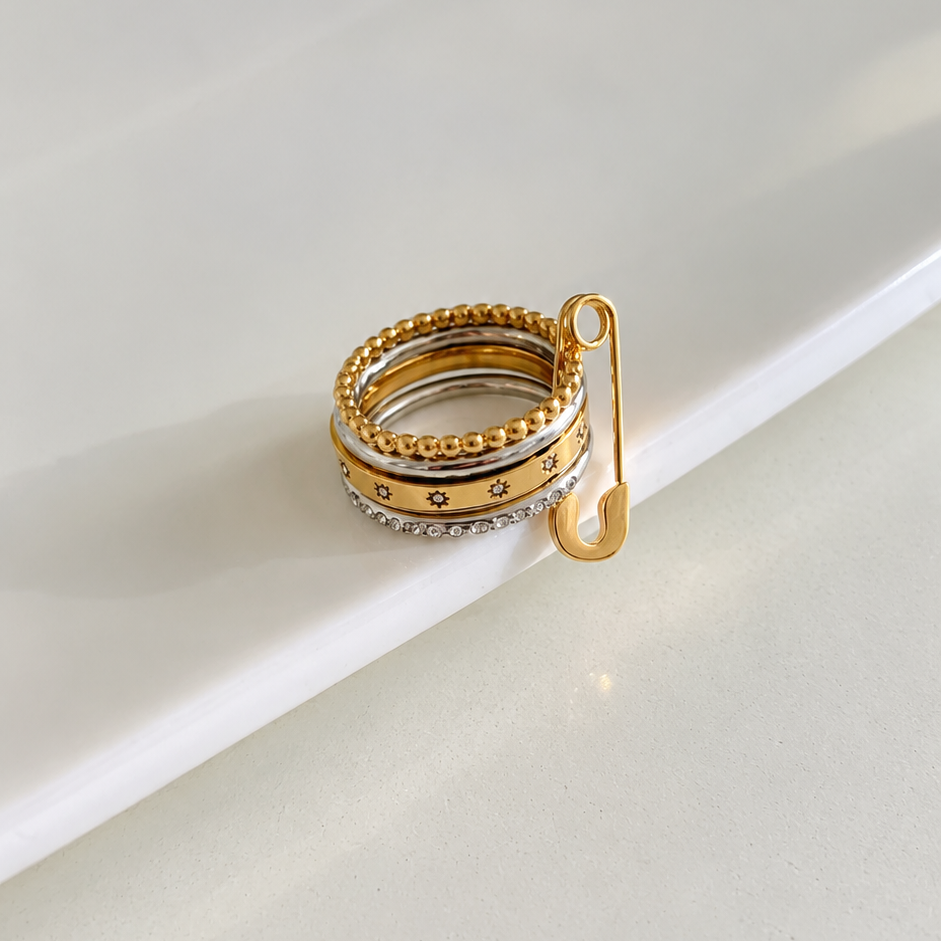 Gold & Silver-Tone Pin-Style Stack Ring