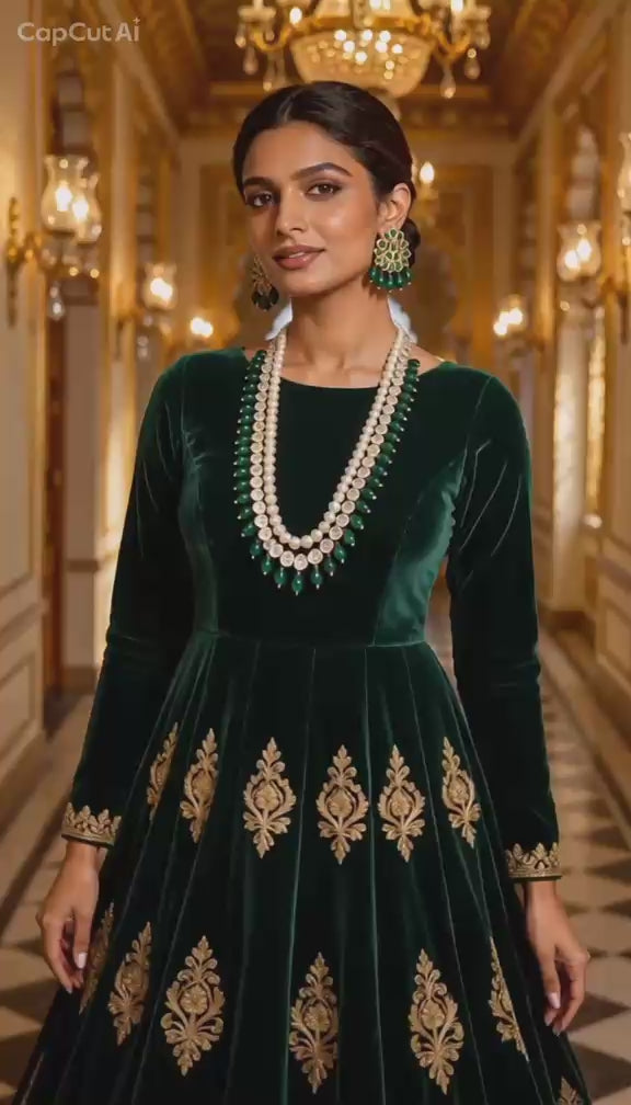 Traditional Kundan and Emerald Bead Layered Mala Set