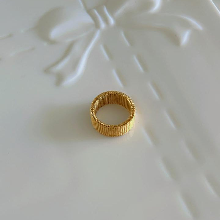 Textured Gold-Tone Mesh Ring