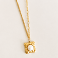 Pearl Square Gold Pendant Necklace